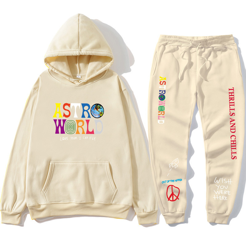 Fashion Letters Astroworld Hoodie Streetwear + Pants Men's Pullover Sweatshirt