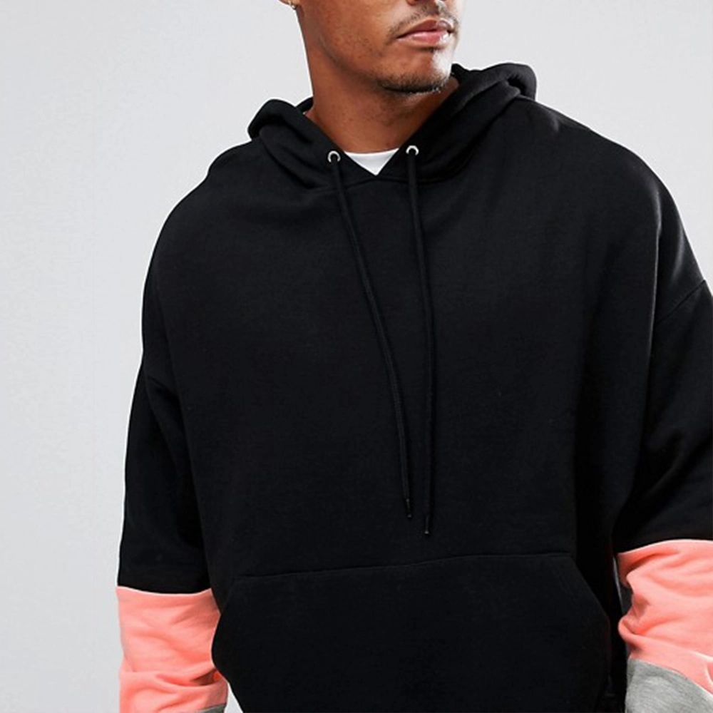 Drop Contrast Sleeves Men Oversized Hoodie