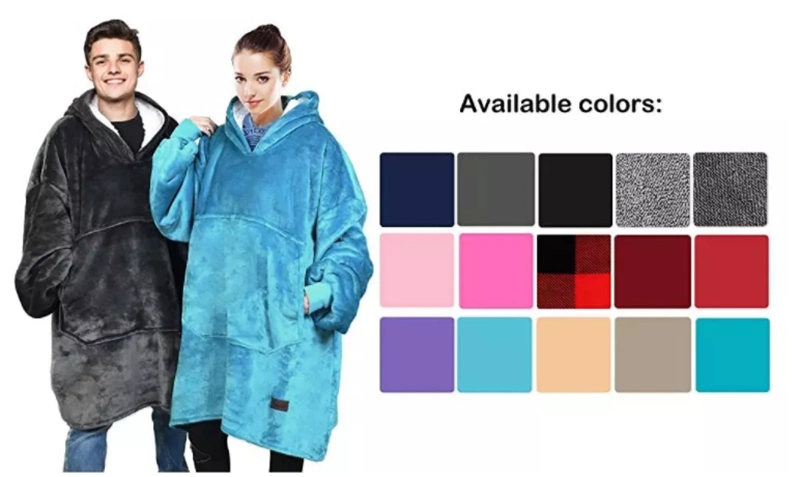 Ultra Plush Cozy Flannel Sherpa Huggle Hoodie Blanket One Size Fit All Sweatshirt Blanket Blind Dropshipping