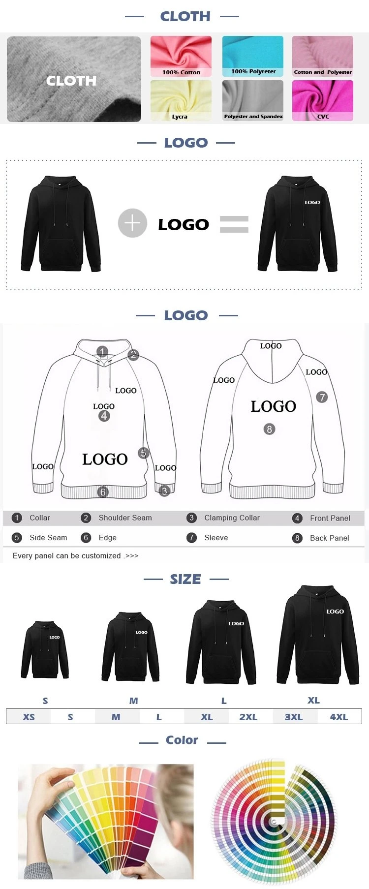 Custom Unisex Blank Hoodies with Embroidery Logo