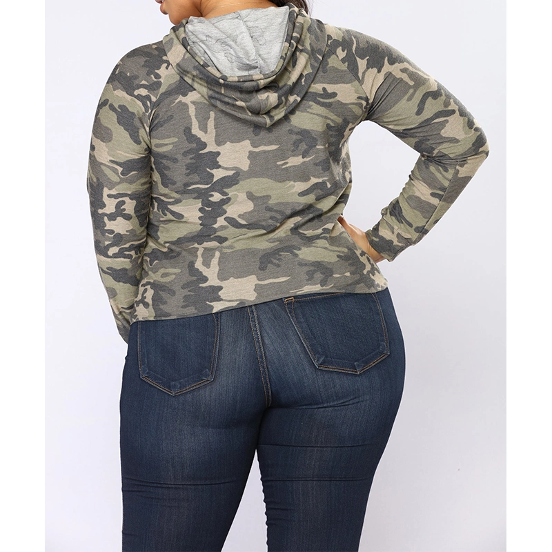 2018 Customized Women Camouflage Casual Crop Hoodies with Your Own Design