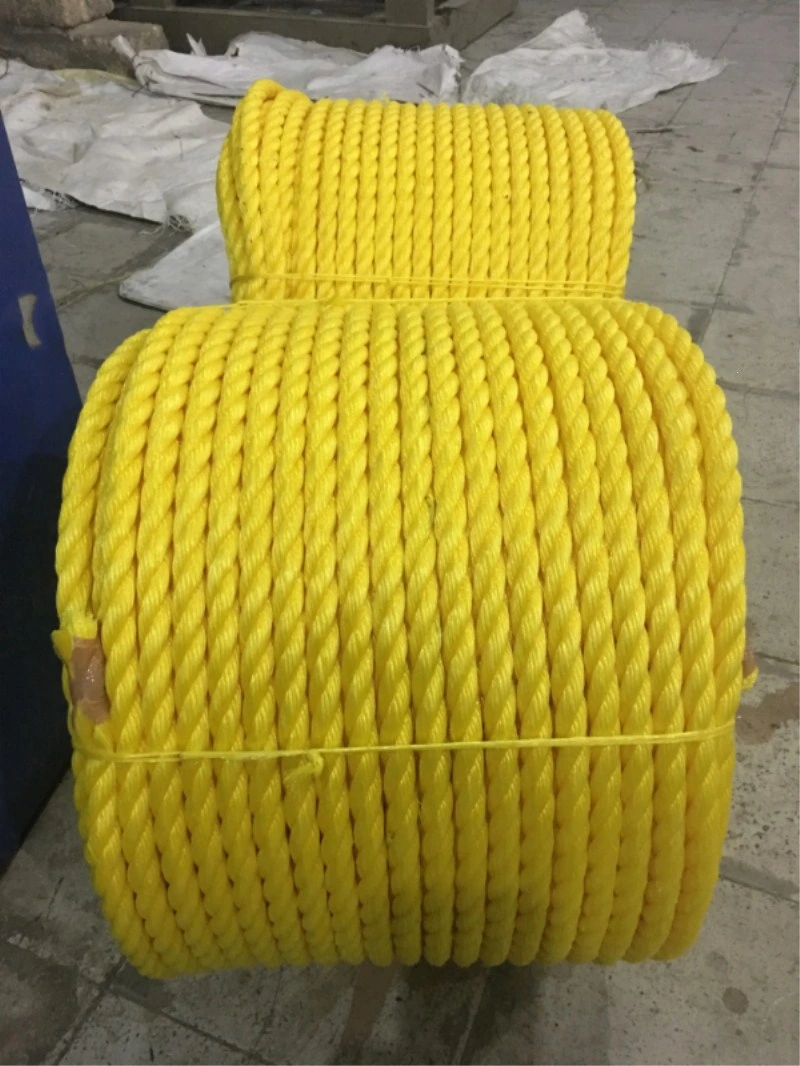 China PP Rope 3 Strands Mooring Line Supplier Yellow