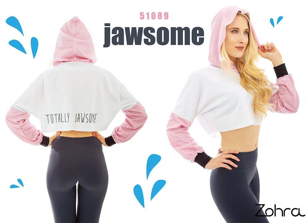 Wholesale Custom Embroidery Logo Women Premium Cotton Hoodie Private Label Blank Fitness Crop Top Short Hoodies