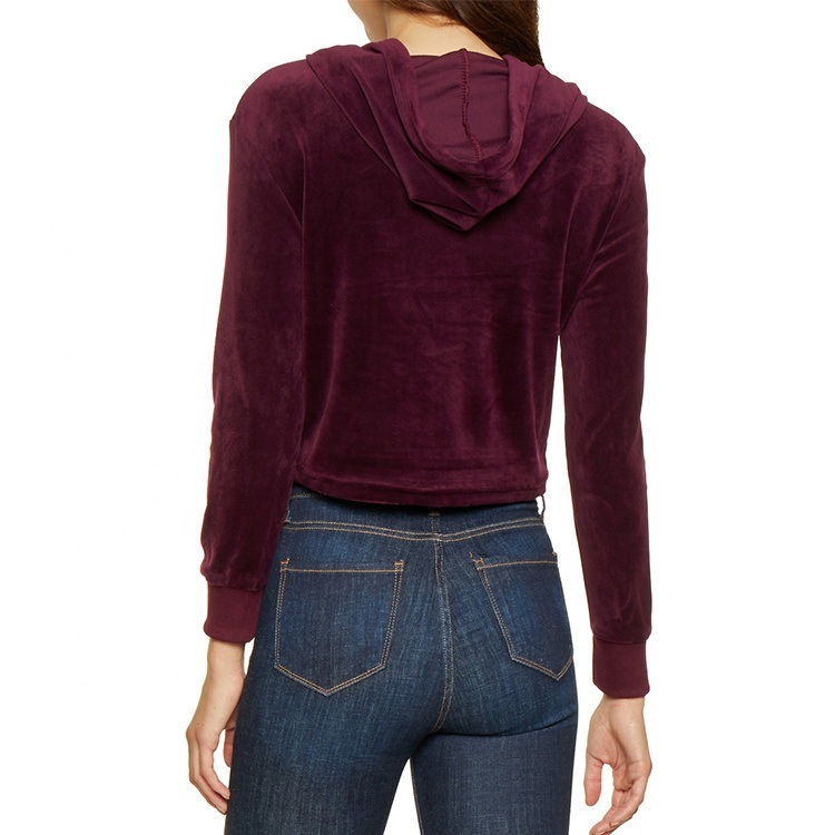 Women Velvet Crop Top Hoodie Wholesale