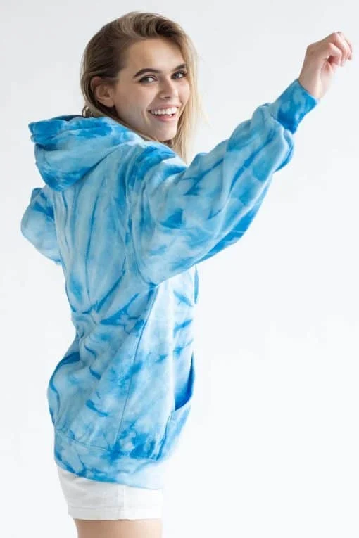 Vintage Women Pullover Tie Dye Hoodie Sweatshirt Blue Kangaroo Ladies Manufacturer Tiedye Hoodie