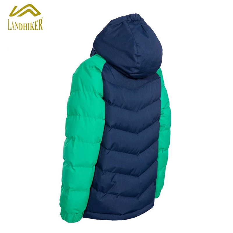 Kids Winter Contrast Color Short Hooded Padding Jacket with Print Children Winter Warm Wear