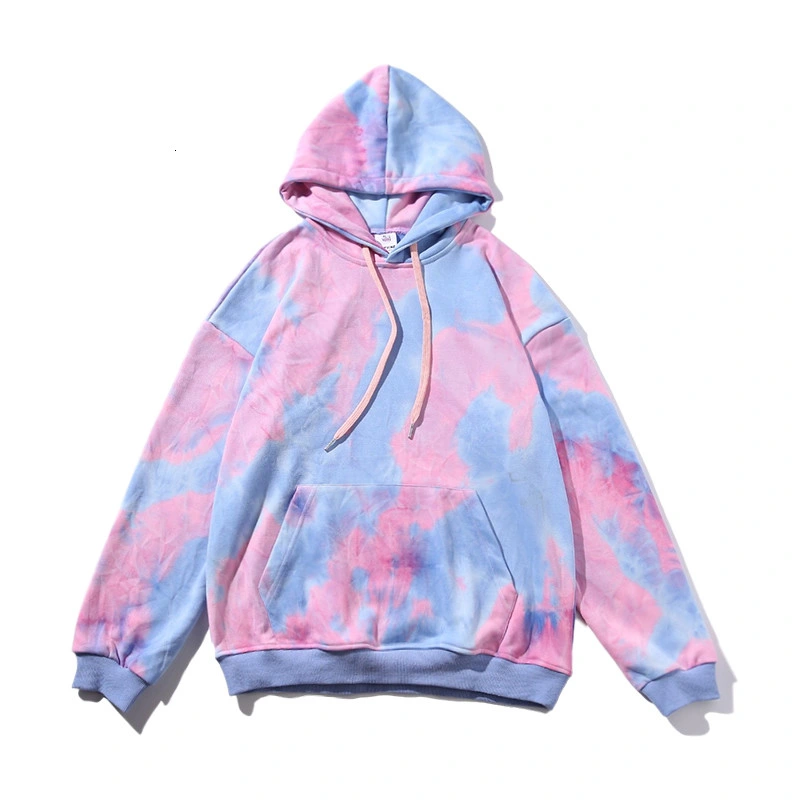 Custom Logo Hooded Tie Dye Hoodies Men Oversize Sweatshirts Unisex Streetwear Baggy Hiphop Men Hoodies Sweatshirts