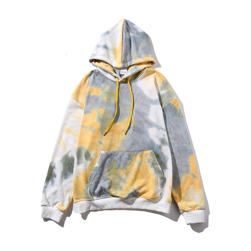 Custom Logo Hooded Tie Dye Hoodies Men Oversize Sweatshirts Unisex Streetwear Baggy Hiphop Men Hoodies Sweatshirts