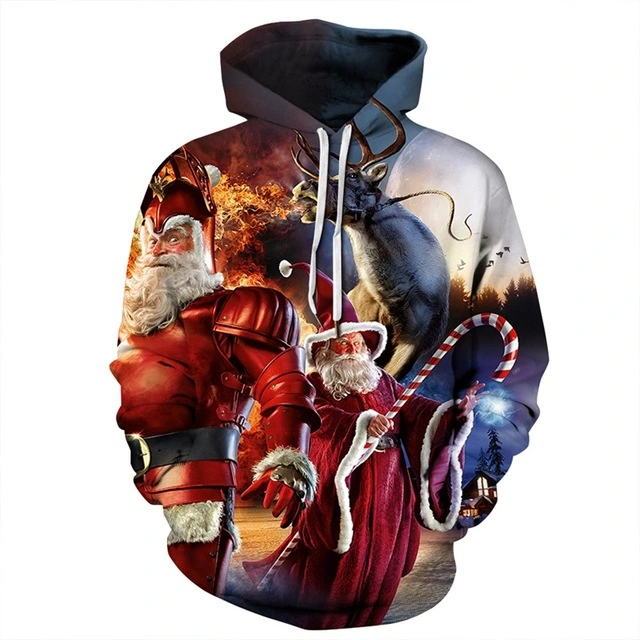 High Quality Christmas Custom Jumper Fleece Full Dye Wholesale Sweatshirts Sublimation 3D Printed Oversized Hoodie