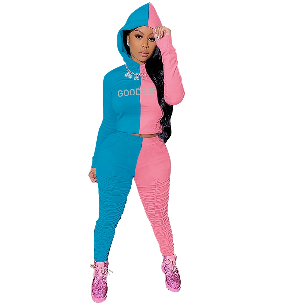 Ladies Hoodie Suit Women Long Sleeve Leisure Sports Suit 2PCS