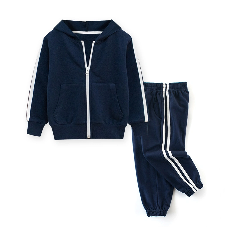 Toddler Boy Side Striped Sweatsuit Cotton Children Girls Solid Striped Hoodies Joggers 2 PCS Hoodies Set