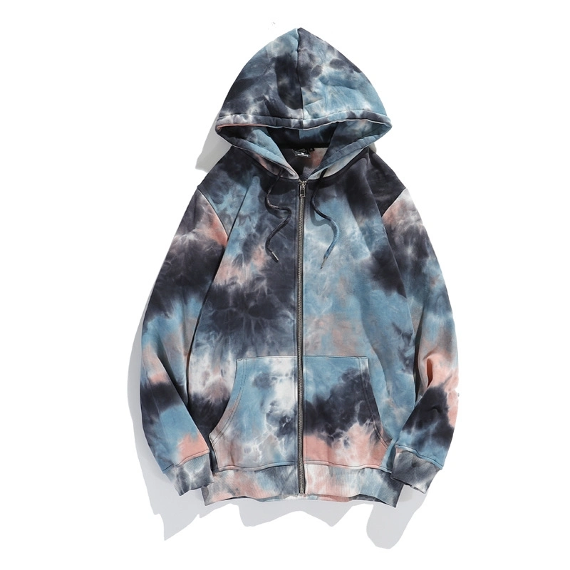 Tye Dye Hoodie Custom Logo Printing Fashion Designed Zip up Tie Dye Hoodie