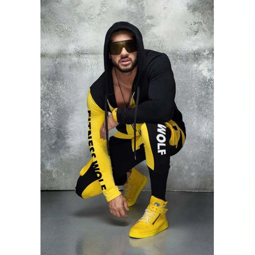 Men's Trend Spring Autumn Hip Hop Printed Tracksuit Hoody Set