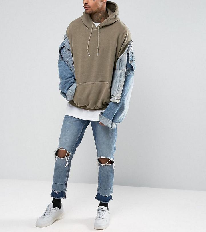 Custom Streetwear Brand Fashion Men Oversized Hoodies Sweatshirts Blank Surface Stone Wash Hoodies