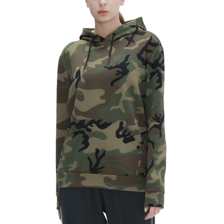 Hot Selling Fashion Design Custom Logo 100% Cotton Breathable Comfortable Camo Hoodies for Women