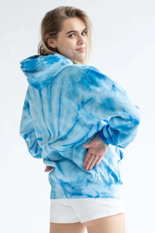 Vintage Women Pullover Tie Dye Hoodie Sweatshirt Blue Kangaroo Ladies Manufacturer Tiedye Hoodie