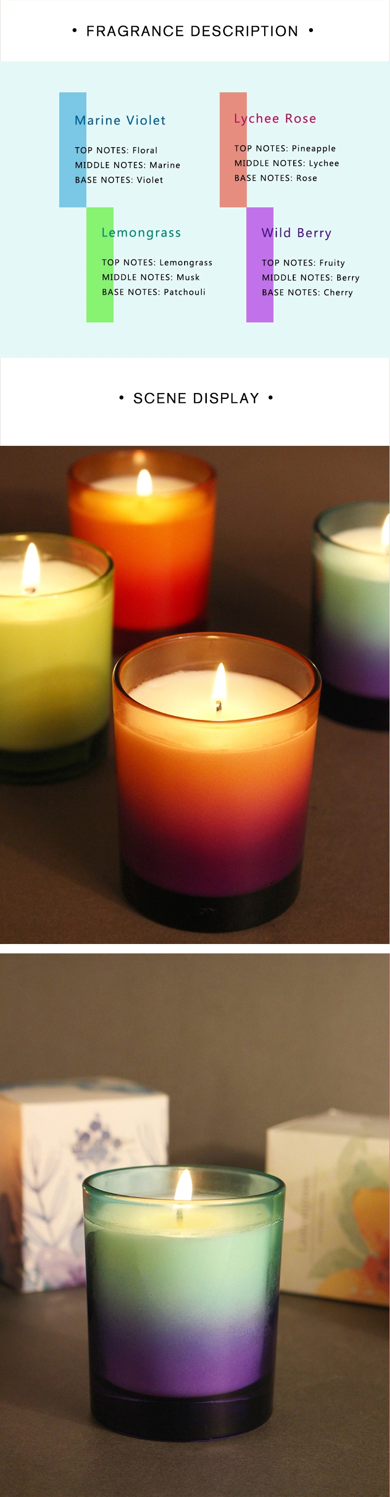 Wholesale 200g Big Fragrance Candles Color Glass Aroma Pillar Candle