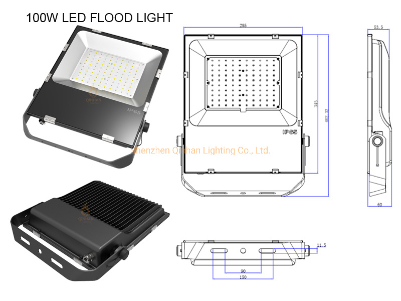 150lm/W IP65 100W Outdoor Square Park Area LED Garden Flood Lamp