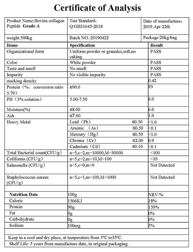 100% Pure Hydrolyzed Bovine Collagen/Marine Collagen Peptide Powder