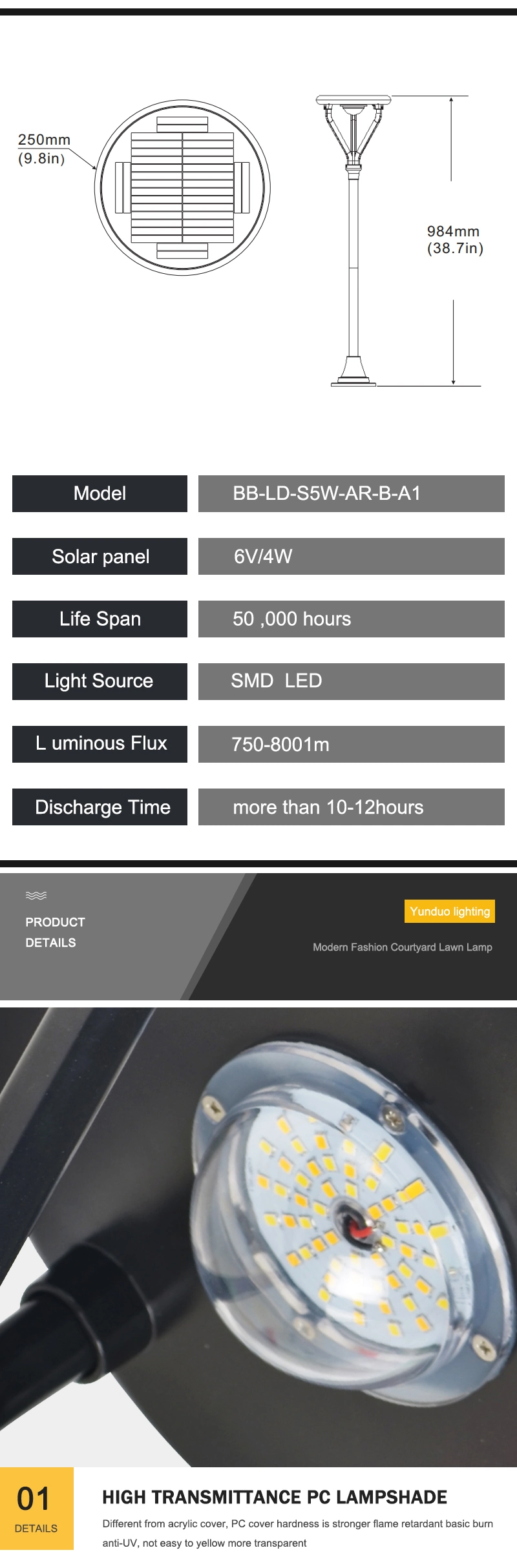 Best Solar Garden Lights 10W Battery Powered Outdoor Decorative Lights