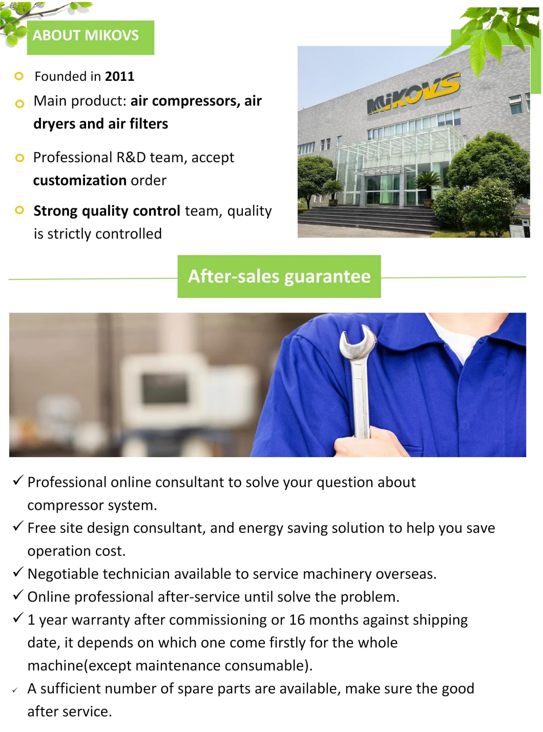 Mikovs Compressor Permanent Magnet VSD Screw Air Compressor Industrial Air Compressor Rotary Air Compressor