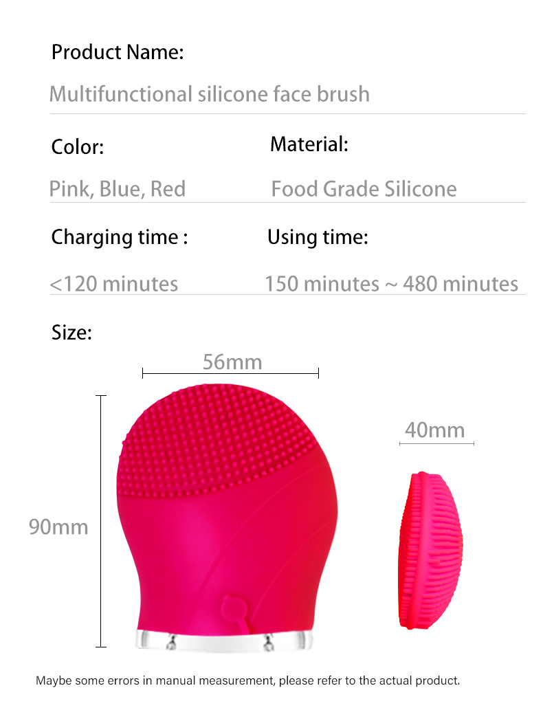 Microcurrent Silicone Electric Brush with Face Lifting and Anti Aging Ultrasonic Vibration