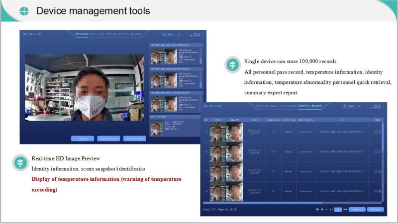 Mask Wear and Face Recognition Body Temperature Thermal Imaging Camera