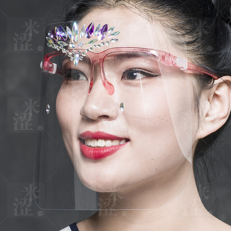 Semi, DIY Colorful Fashion Full Face Shield Luxury Face Shield with Eye Glasses