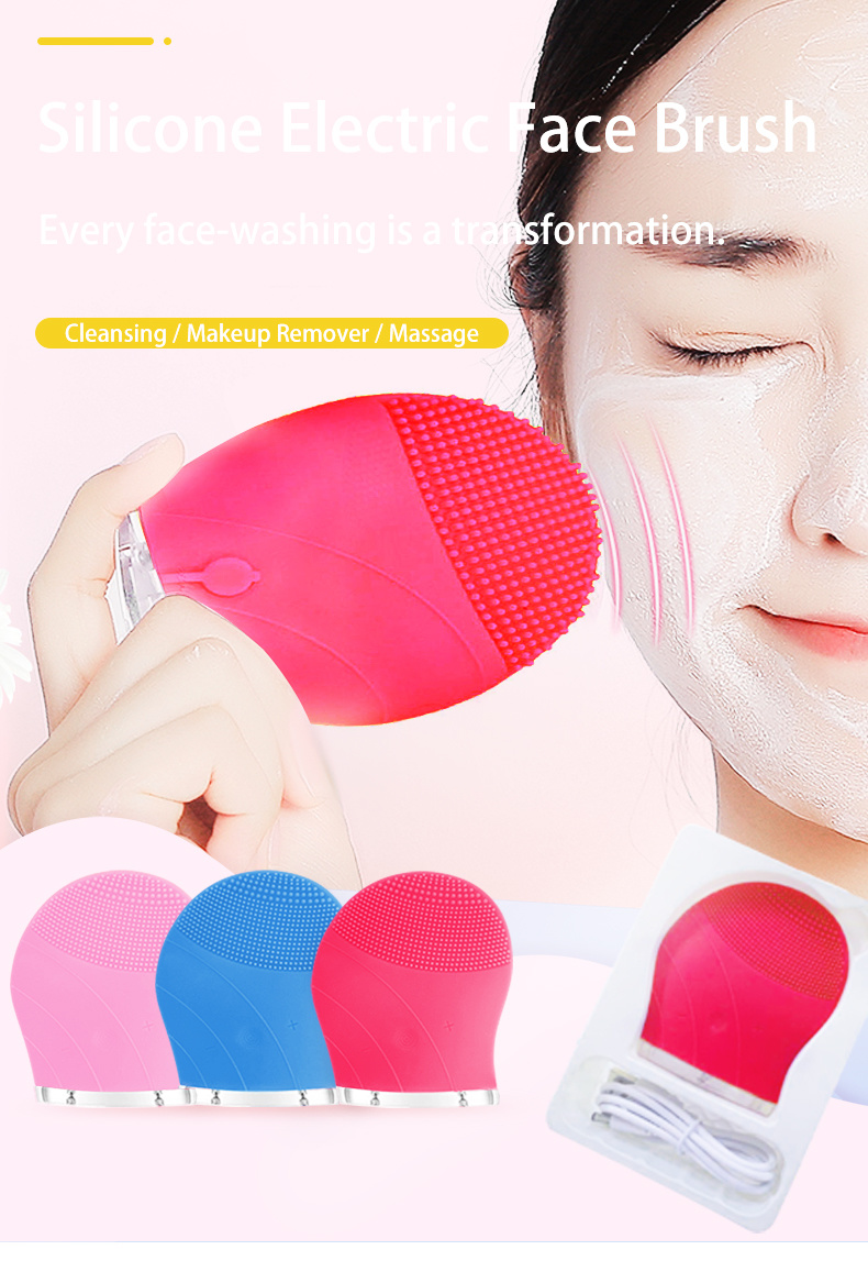 Microcurrent Silicone Electric Brush with Face Lifting and Anti Aging Ultrasonic Vibration