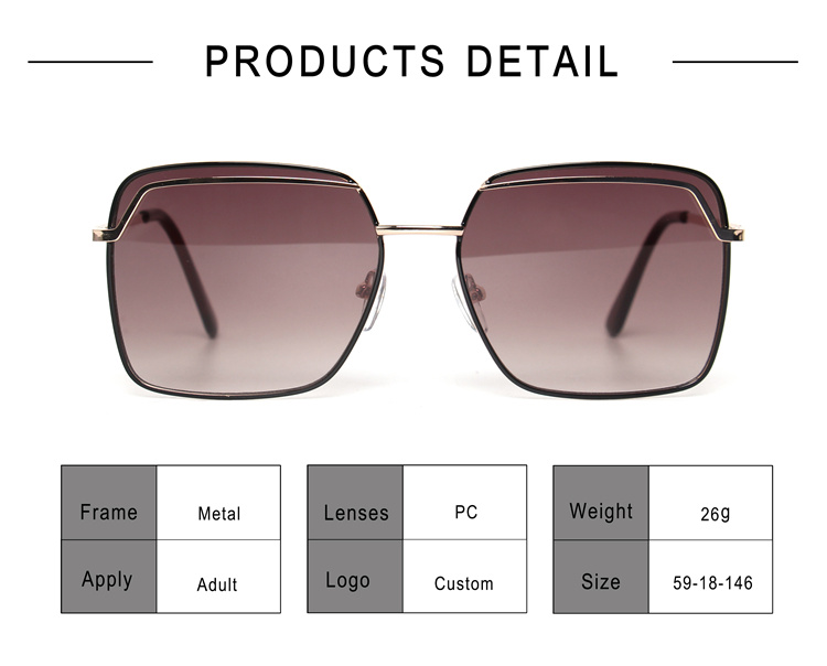 Kenbo 2020 Full Frame Classic Square Sunglasses Lightweight Metal Frame Shades Sunglasses Womens