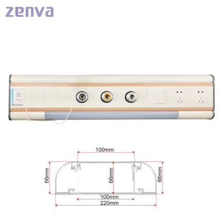 Patient Bed Head Unit with Three Channels and Double Lamps