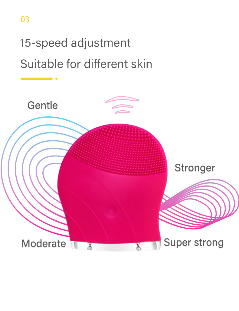 Microcurrent Silicone Electric Brush with Face Lifting and Anti Aging Ultrasonic Vibration