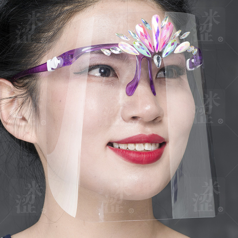 Semi, DIY Colorful Fashion Full Face Shield Luxury Face Shield with Eye Glasses