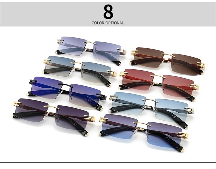 Kenbo Eyewear 2021 Fashion Rectangle Sunglasses Retro Small Square Rimless Sunglasses Men