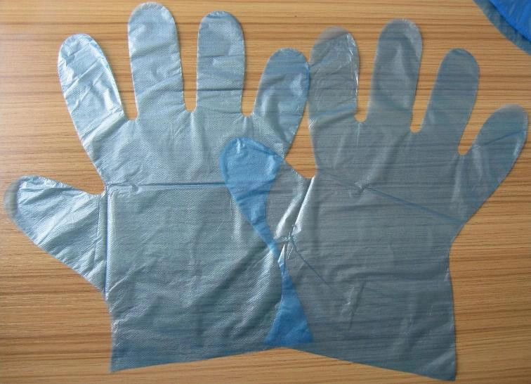 Blue Polyethylene Glove with Hanging Hole and Head Card