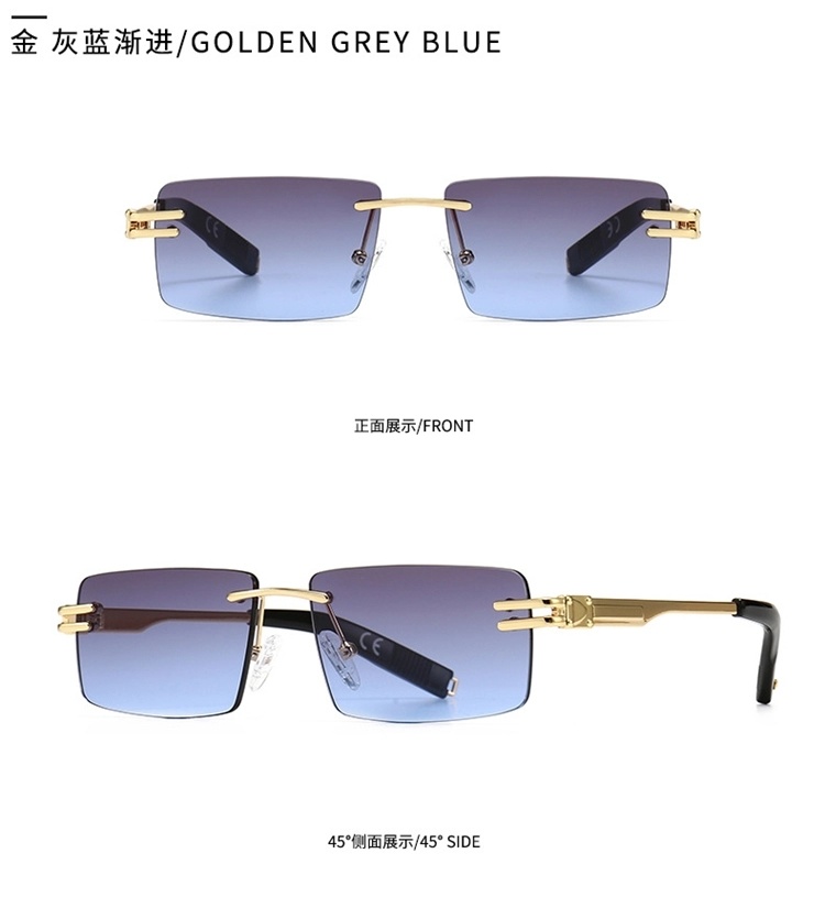 Kenbo Eyewear 2021 Fashion Rectangle Sunglasses Retro Small Square Rimless Sunglasses Men