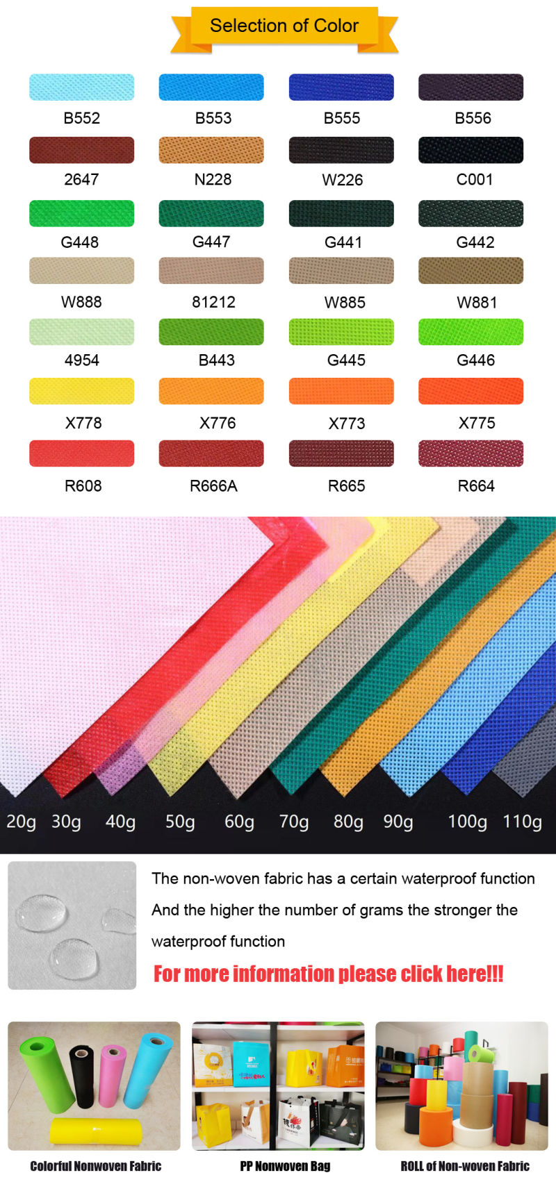 Professional Senior Customized Polypropylene Practical Durable Safety Non Woven Fabric