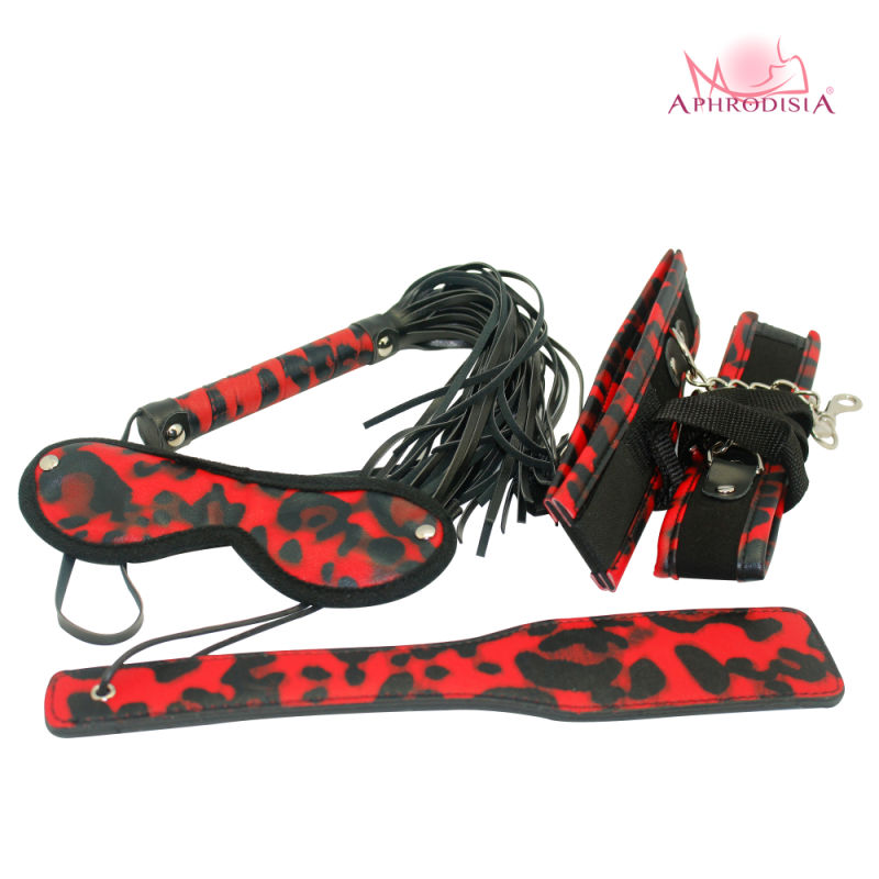 Sex Toys Sex Tools Paddle, Whip, Eye Mask, Cuffs, Collar with Leash -Red Passion Line