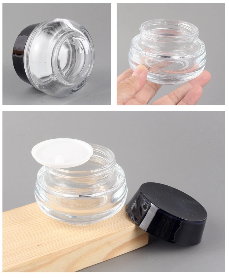 Popular 50g Clear Anti Wrinkles Face Eye Cream Packaging Glass Jar