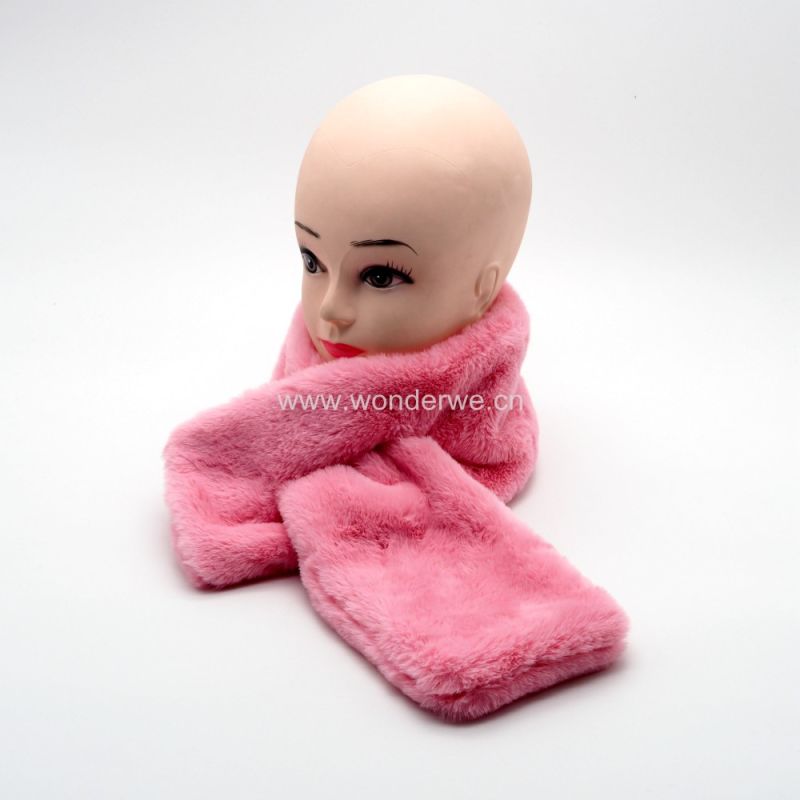 Super Soft Fake Rabbit Pink Fur Scarf for Girls