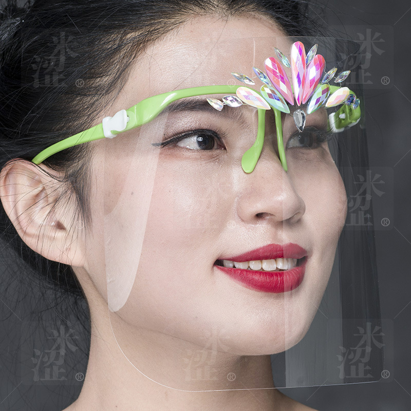 Semi, DIY Colorful Fashion Full Face Shield Luxury Face Shield with Eye Glasses