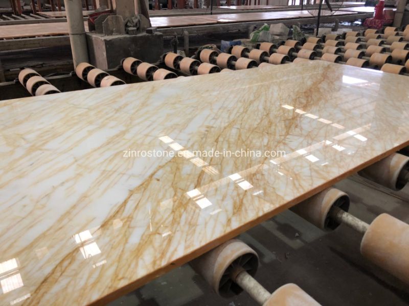 Natural Stone Yellow/Goldden Spider Jade Marble for Building Decoration