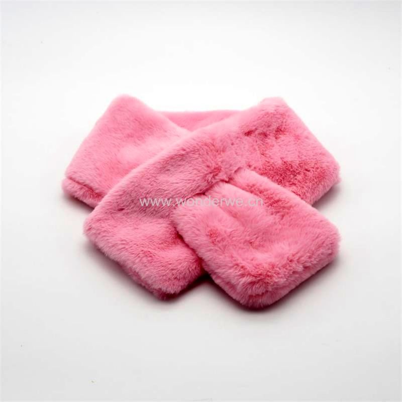 Super Soft Fake Rabbit Pink Fur Scarf for Girls