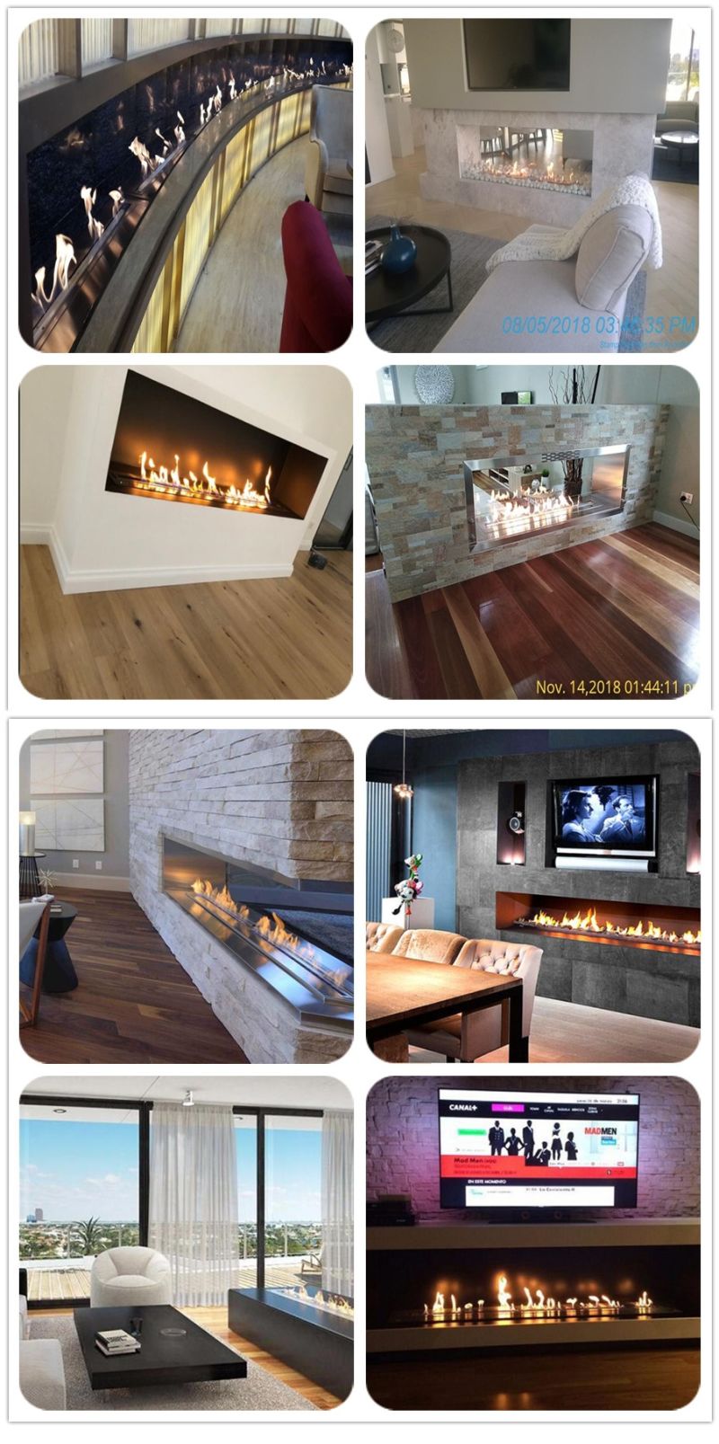 36 Inch Intelligent Smart Bio Ethanol Electric Fireplace Heater