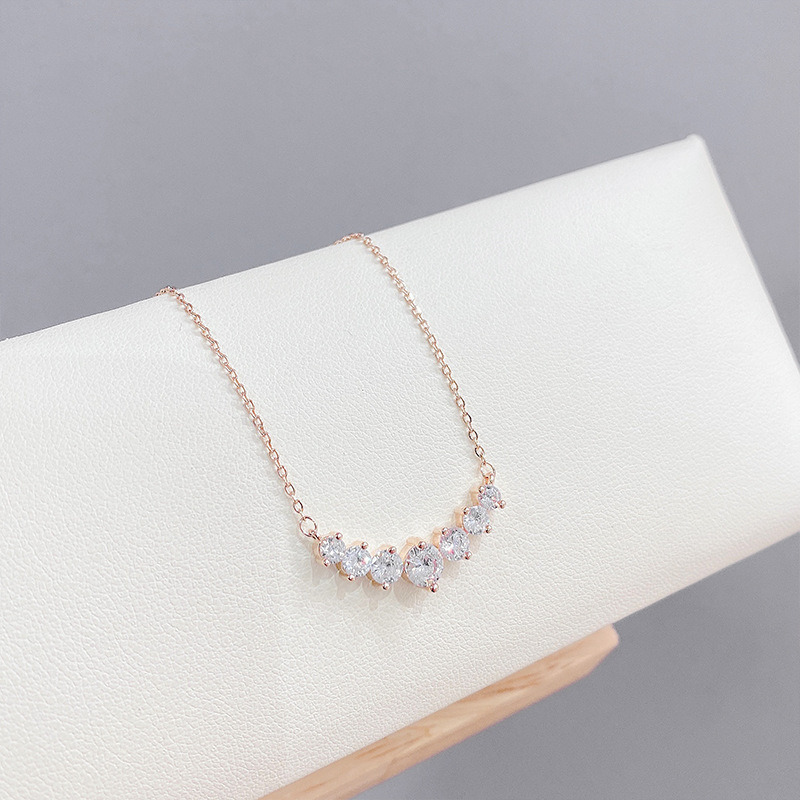 Korean Fashion Real Gold Plated Women Jewelry 3A Zircon Gemstone Clavicle Chain Pendant Necklace