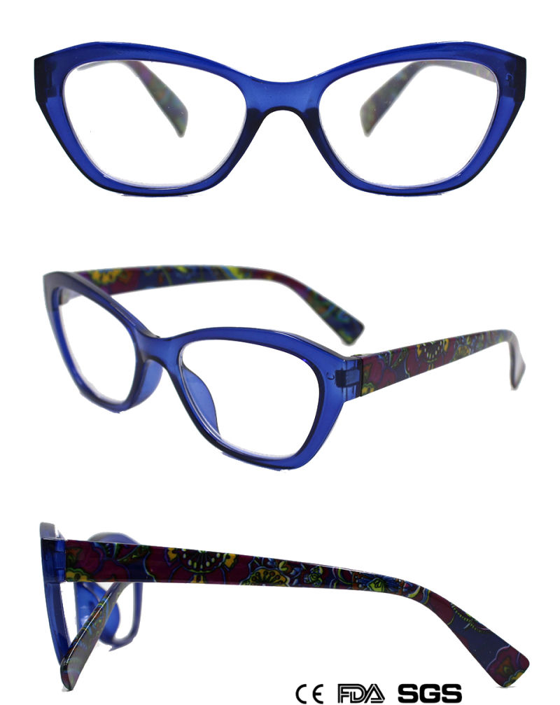 Cat Eyes Reader for Ladies with Fashion Pattern in Temple (WRP805030)