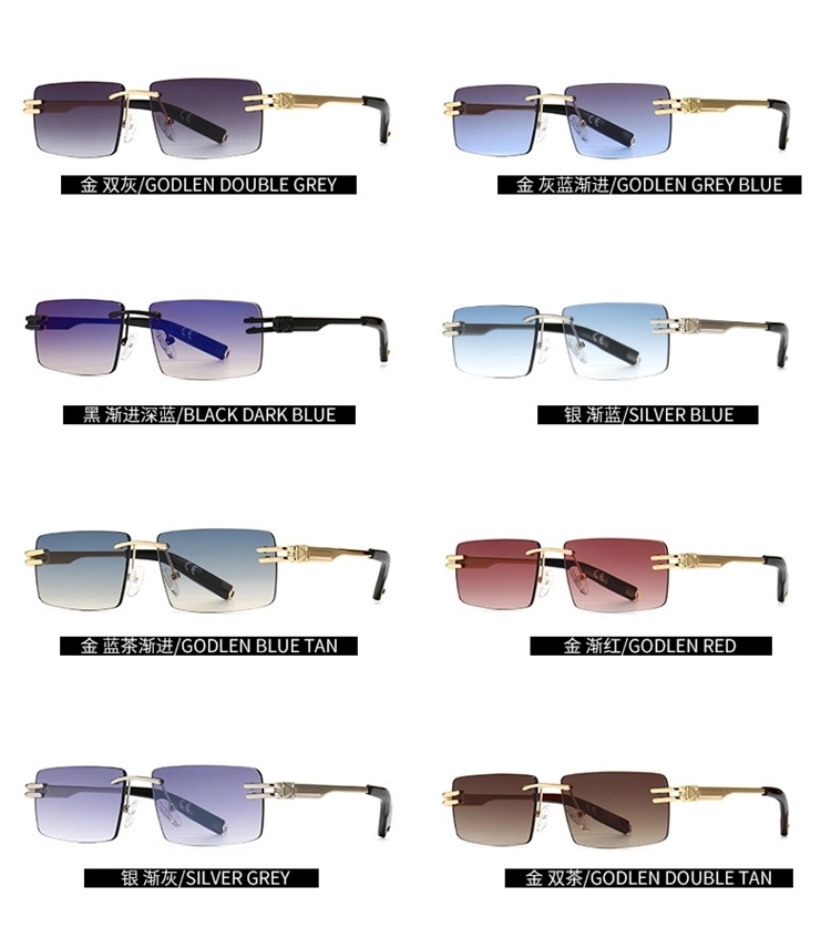 Kenbo Eyewear 2021 Fashion Rectangle Sunglasses Retro Small Square Rimless Sunglasses Men