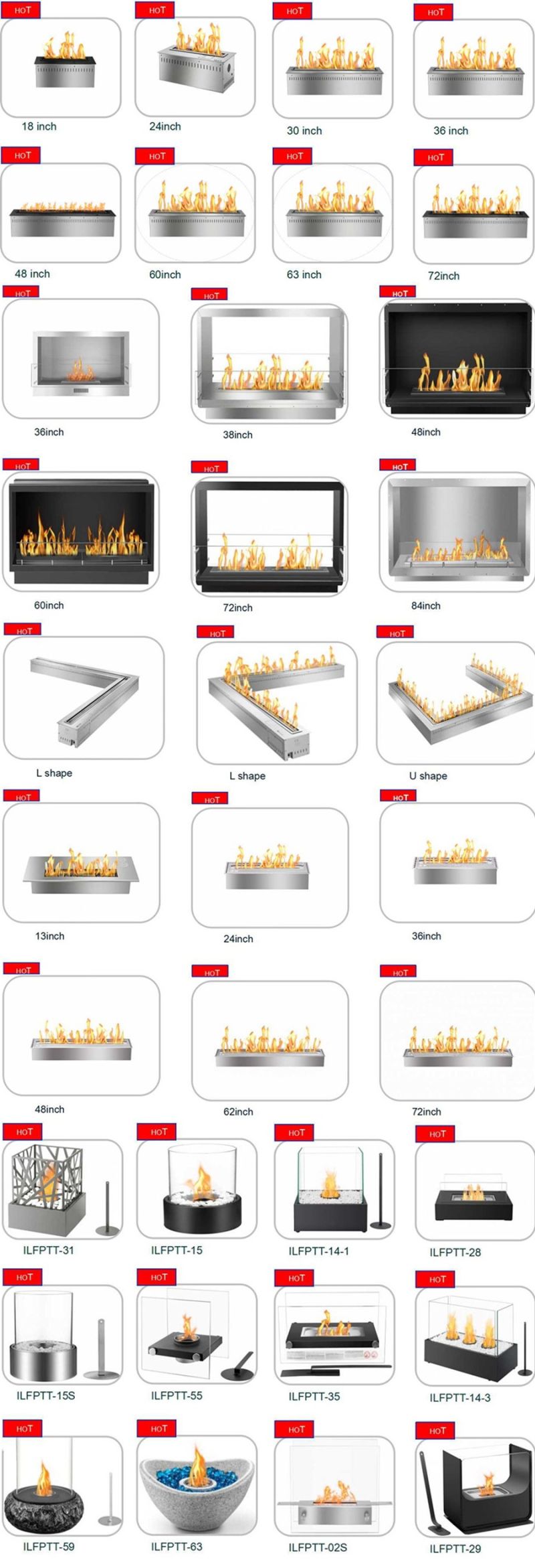 36 Inch Intelligent Smart Bio Ethanol Electric Fireplace Heater