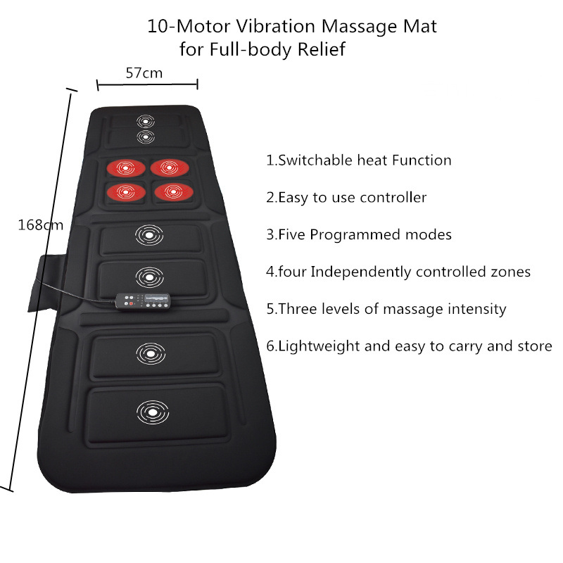 Amazon Portable Vibrating Shiatsu Heating Body Massage Mattress Massage Bed Mat, Full Body Heated Massage Mattress