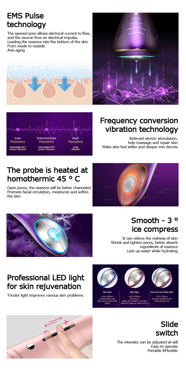 Mory Facial LED Light Equipment Multifunctional Luxury Home Use EMS EMS Face Lifting and Tightening Massager